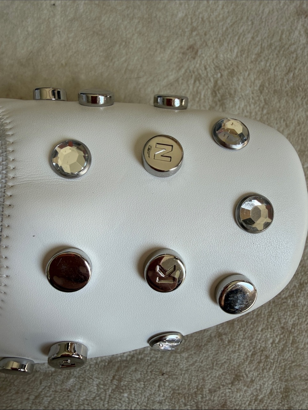 White Studded Mary Jane Loafers - Women's - Picture 3 of 8